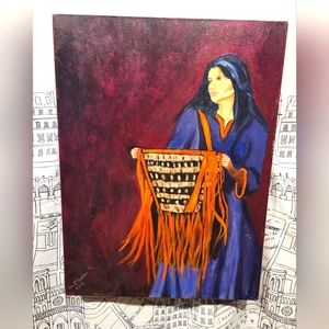Original Native American Woman Painting Dated 2002